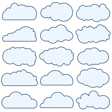 Vector illustration of clouds collection, shapes set