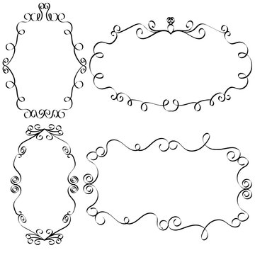Collection of decorative hand drawn frames sketchy scalloped notebook doodles ornamental