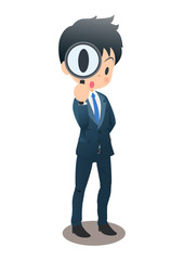 検索するスーツ姿の若い男性ビジネスマン