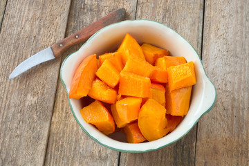 Gebackene Kürbis- Stücke