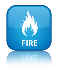 Fire special cyan blue square button