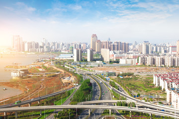 Urban Landscape, aerial China Nanchang skyscrapers.