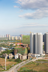 Fototapeta premium Construction Site, construction machinery, bulldozer, excavation, factory