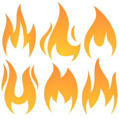 Red fire flames isolated. Fire icon or logo template set