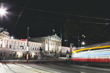 Fototapeta premium Austrian Parliament building on Ring Road in Vienna