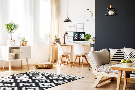 Study space with scandinavian furniture