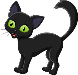 Cartoon black cat isolated on white background