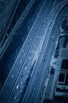 Fast moving Vehicles on Busy Motorway at the Morning