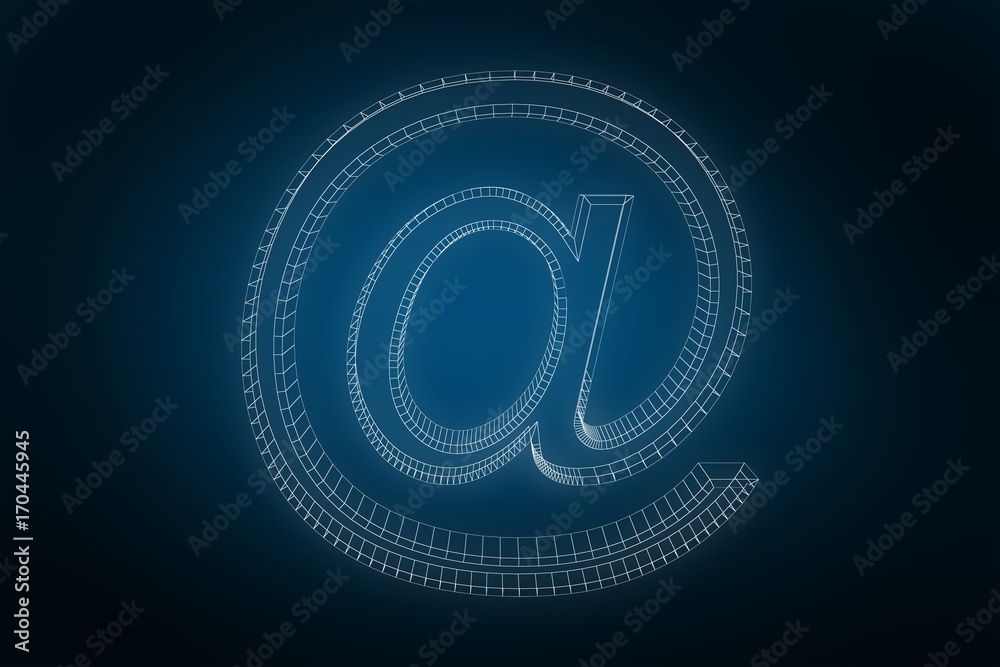 Poster composite image of 3d composite image of at sign