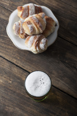 Beer glass on a wooden table
