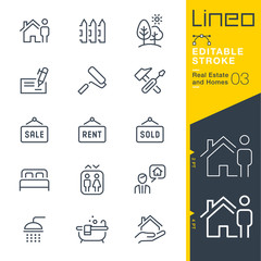 Lineo Editable Stroke - Real Estate and Homes line icons.
Vector Icons - Adjust stroke weight - Expand to any size - Change to any colour