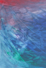 Abstract hand painted watercolor background. Decorative chaotic colorful texture for design. Hand drawn picture on paper. Handmade overlay backdrop.