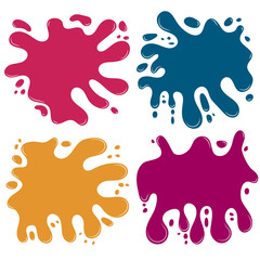 Colorful paint splatters. Paint splashes, brush strokes. Vector