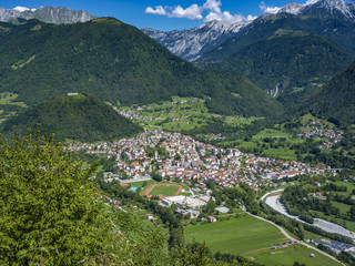 aerial view to village of Tolmin