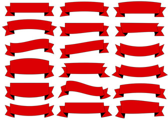 Vector ribbon set red color