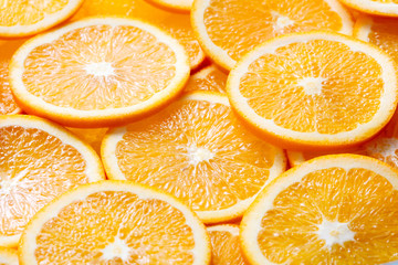 close up of orange slices background