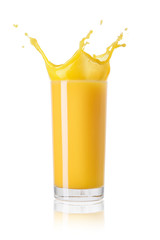 Fototapeta na wymiar juice splashing in the glass isolated on white background