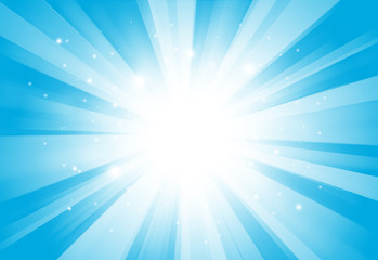 Fototapeta premium Blue glitter sparkles rays lights bokeh festive elegant abstract background.