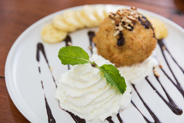 Fried ice cream served