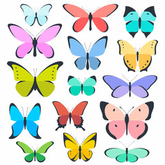 Fototapeta na wymiar set of colored butterflies