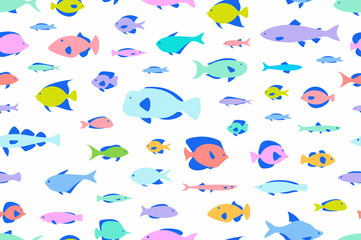 colored seamless pattern fishes