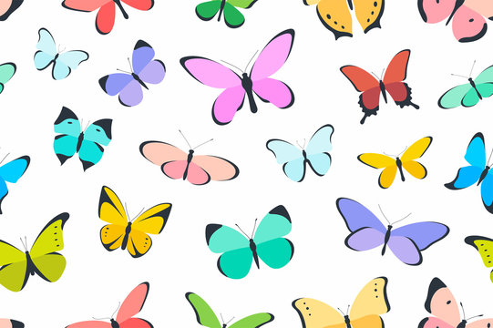 colored seamless pattern butterfly