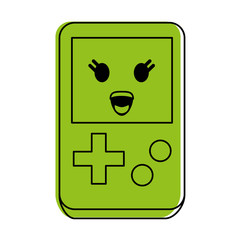 portable handheld game console kawaii style icon image vector illustration design  green color