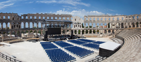 Panorama the Roman Amphitheater in Pula, Croatia