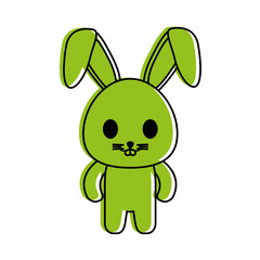 rabbit or bunny cute animal icon image vector illustration design  green color