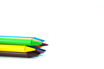 12 color crayon on isolated background.