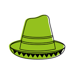 traditional hat mexican culture icon image vector illustration design  green color