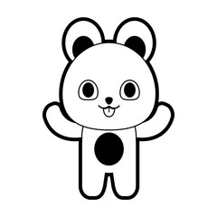 bear cute animal icon image vector illustration design  black and white
