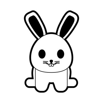 rabbit or bunny cute animal icon image vector illustration design  black and white