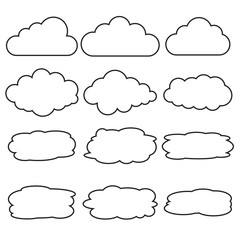 Vector set of different cloud line icons
