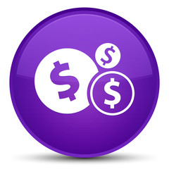 Finances dollar sign icon special purple round button
