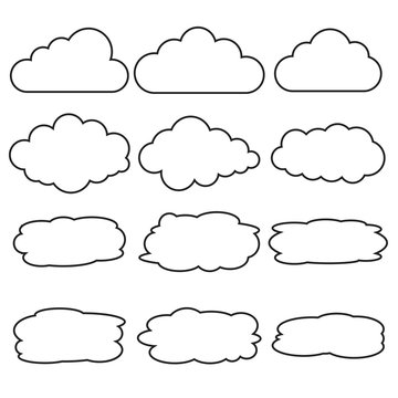 Vector set of different cloud line icons