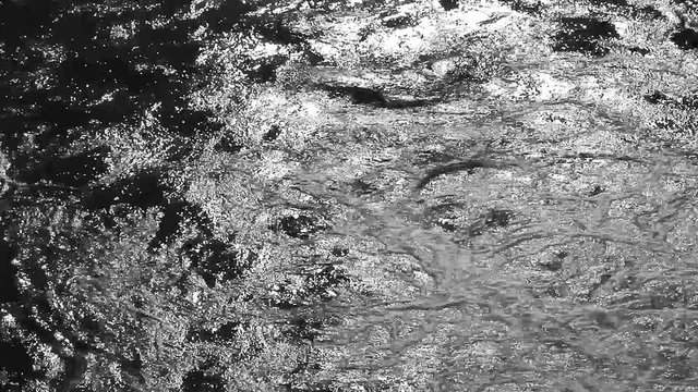  Burbujas o borbotones de agua corriente de r&iacute;o, con alto contraste y a contraluz
