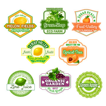 Vector icons for fruit juice or farm market