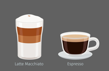Latte Macchiato and Espresso Coffee Illustration