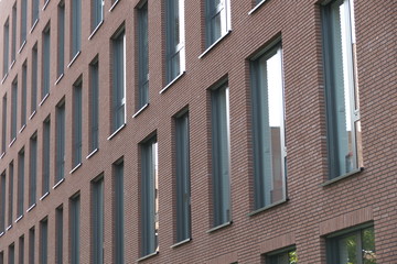 red brick facade modern building