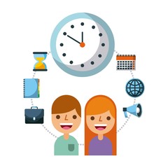 business people time watch work employee vector illustration