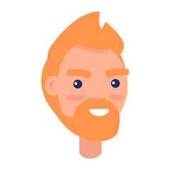 Red Male Character Face Front View Illustration
