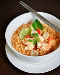 Tom Yum Kung with noodles, Thai food
