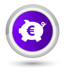 Piggy bank euro sign icon prime purple round button