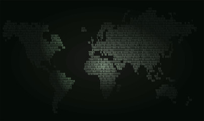 Fototapeta na wymiar World map with zero and one digits. digital binary concept. vector illustration