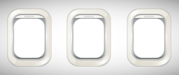 Three windows on airplane