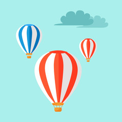 Airballoons Flying in Blue Sky Vector Illustration