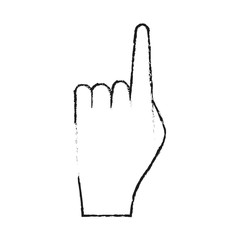 hand lifting index finger icon image vector illustration design  black sketch line