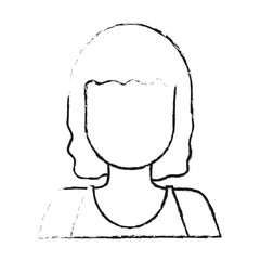 woman with sleeveless top portrait avatar icon image vector illustration design  black sketch line