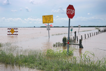 Flooded area next to Houston, Brazoria, Taxas, US. Consequences of the Hurricane  Harvey